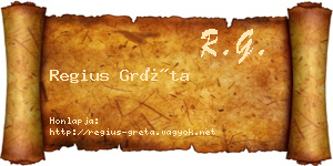 Regius Gréta névjegykártya